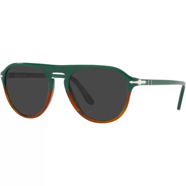 Persol Mens Po3302s Aviator SunglassesGreenHavana ChiaraBlack Polarized