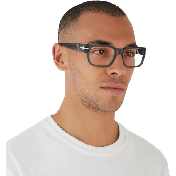 Persol Mens Po3315v Rectangular Prescription Eyewear FramesTransparent Taupe GrayDemo Lens