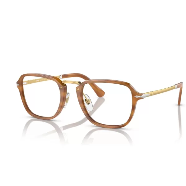 Persol Mens Po3331v Rectangular Prescription Eyewear FramesStriped BrownDemo Lens