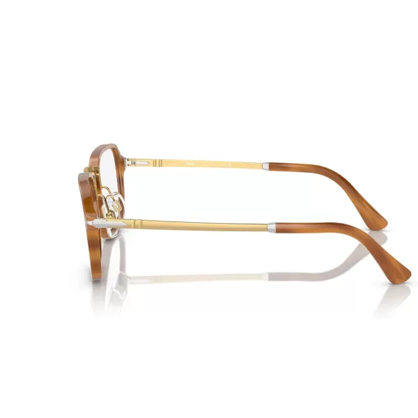 Persol Mens Po3331v Rectangular Prescription Eyewear FramesStriped BrownDemo Lens