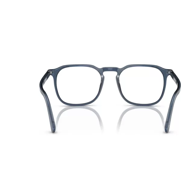 Persol Mens Po3337v Round Prescription Eyewear FramesTransparent Denim BlueDemo Lens