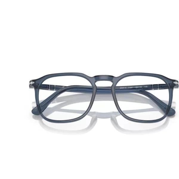 Persol Mens Po3337v Round Prescription Eyewear FramesTransparent Denim BlueDemo Lens