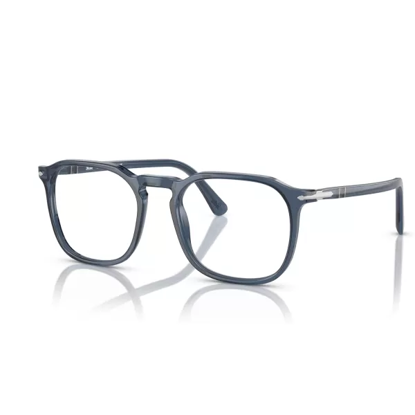 Persol Mens Po3337v Round Prescription Eyewear FramesTransparent Denim BlueDemo Lens