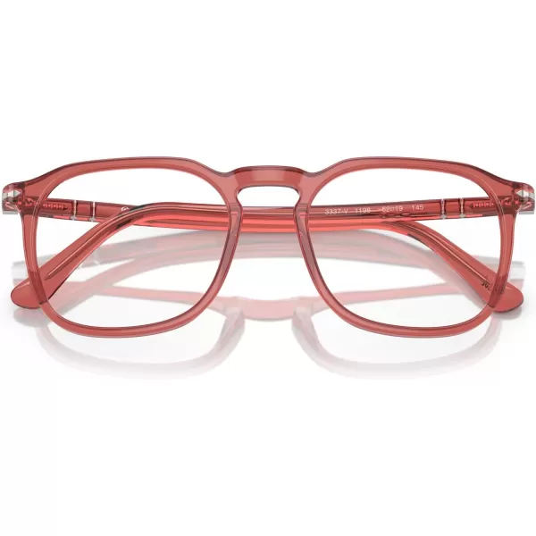 Persol Mens Po3337v Round Prescription Eyewear FramesTransparent RedDemo Lens