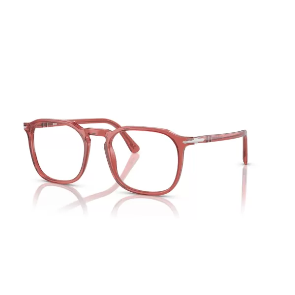 Persol Mens Po3337v Round Prescription Eyewear FramesTransparent RedDemo Lens