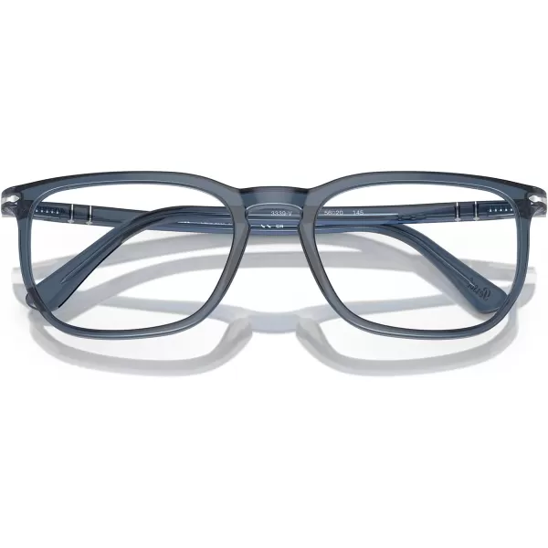 Persol Mens Po3339v Round Prescription Eyewear FramesTransparent Denim BlueDemo Lens