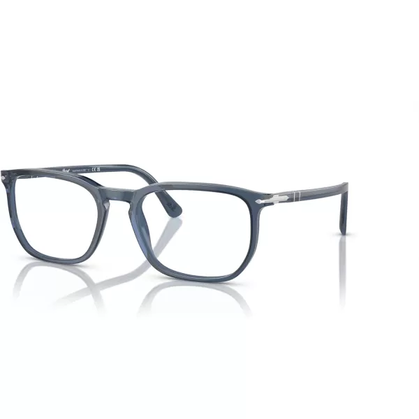 Persol Mens Po3339v Round Prescription Eyewear FramesTransparent Denim BlueDemo Lens