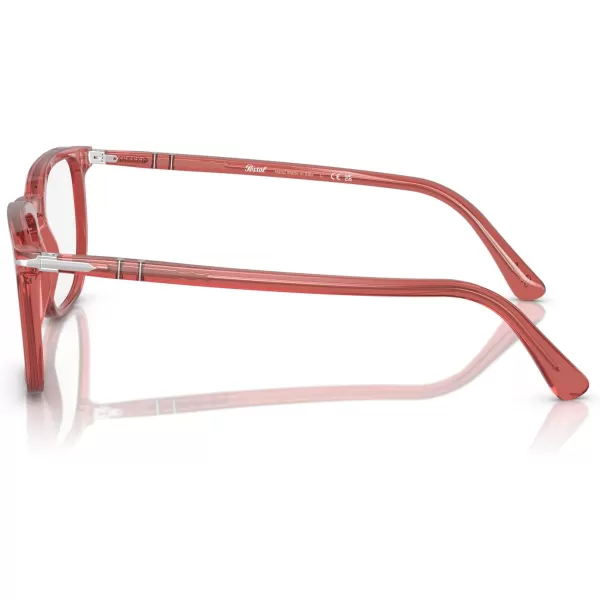 Persol Mens Po3339v Round Prescription Eyewear FramesTransparent RedDemo Lens