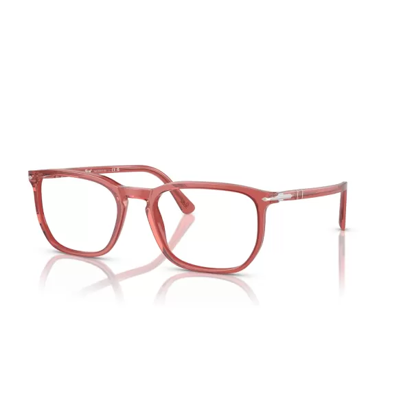 Persol Mens Po3339v Round Prescription Eyewear FramesTransparent RedDemo Lens