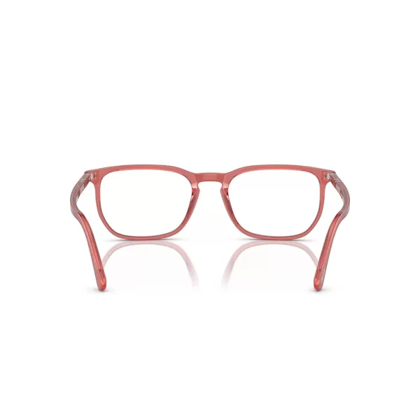 Persol Mens Po3339v Round Prescription Eyewear FramesTransparent RedDemo Lens