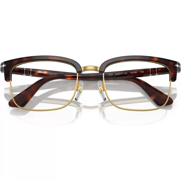 Persol Mens Po3340v Lina Rectangular Prescription Eyewear FramesHavanaDemo Lens