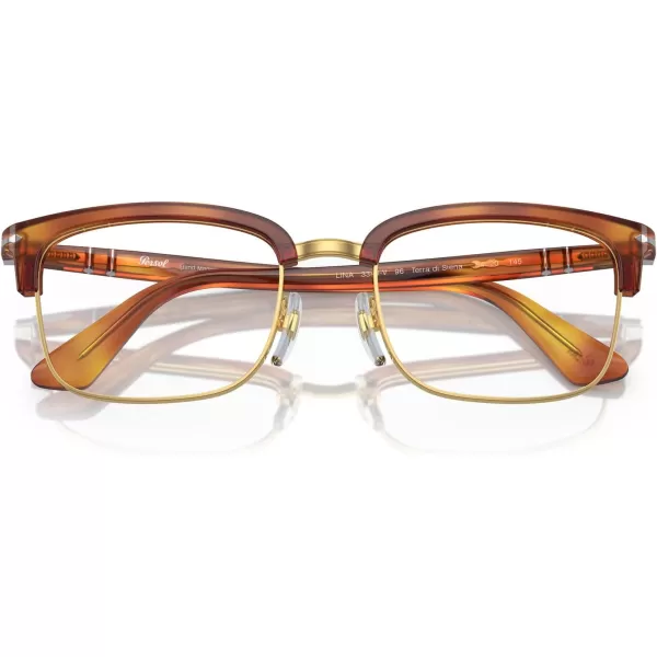 Persol Mens Po3340v Lina Rectangular Prescription Eyewear FramesTerra Di SienaDemo Lens