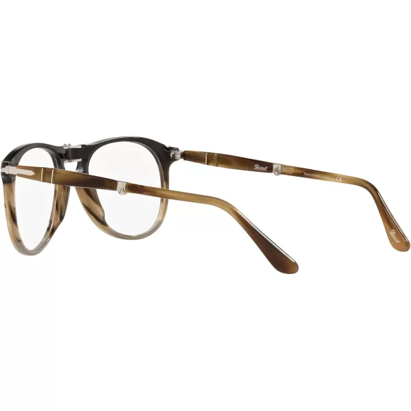 Persol Mens Po9714vm Aviator Prescription Eyewear FramesBlack Striped Brown GreyDemo Lens