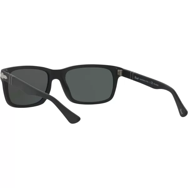 Persol PO3048S Rectangular SunglassesBlackGreen Polarized