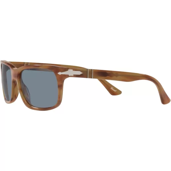 Persol PO3048S Rectangular SunglassesStriped BrownLight Blue