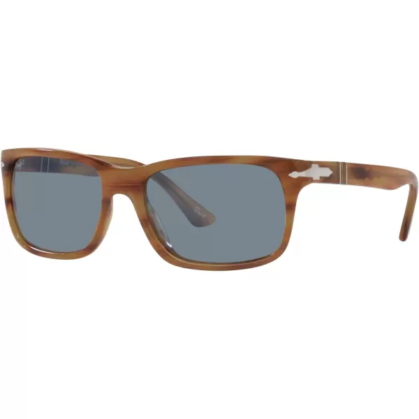 Persol PO3048S Rectangular SunglassesStriped BrownLight Blue