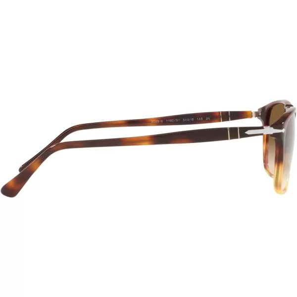 Persol PO3059S Square SunglassesDark TortoiseLight BrownClear Gradient Brown