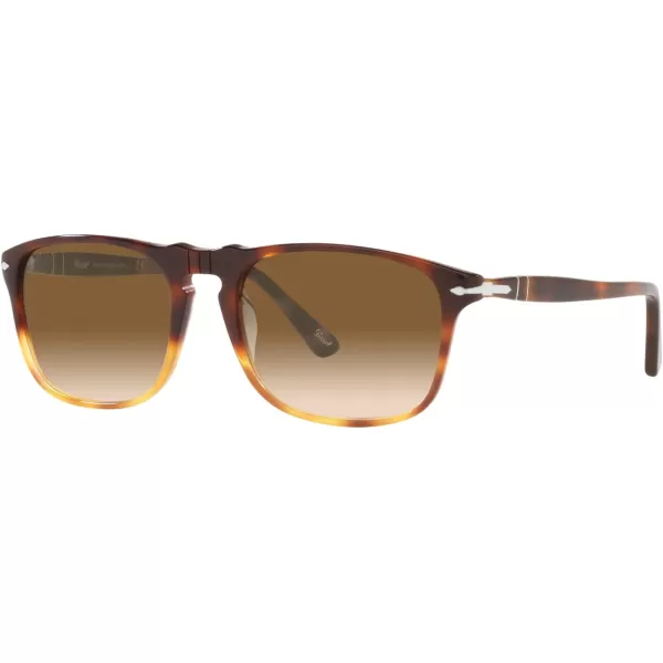 Persol PO3059S Square SunglassesDark TortoiseLight BrownClear Gradient Brown