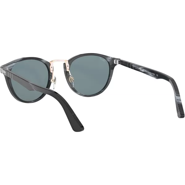 Persol PO3108S Round SunglassesStriped BlackBlue