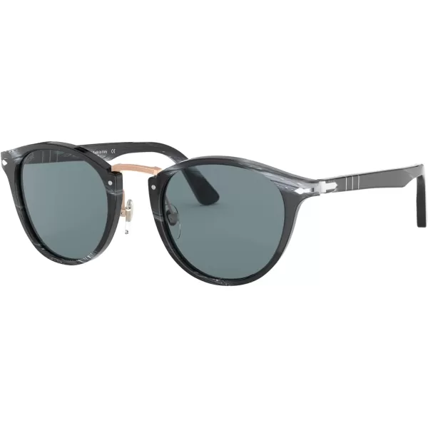 Persol PO3108S Round SunglassesStriped BlackBlue