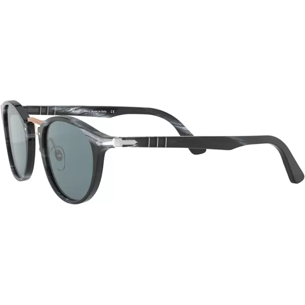 Persol PO3108S Round SunglassesStriped BlackBlue