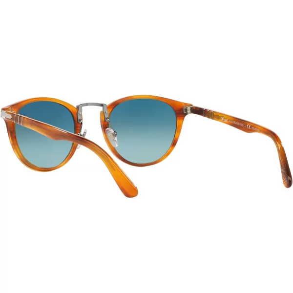 Persol PO3108S Round SunglassesStriped BrownBlue Gradient Polarized