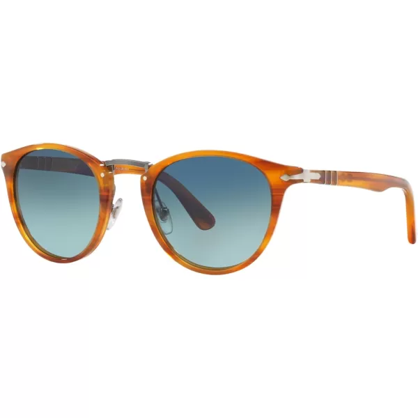 Persol PO3108S Round SunglassesStriped BrownBlue Gradient Polarized