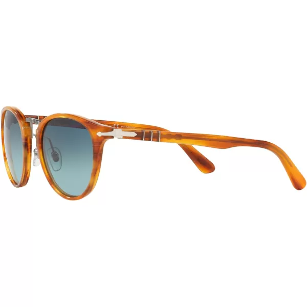 Persol PO3108S Round SunglassesStriped BrownBlue Gradient Polarized