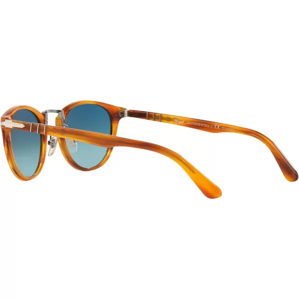 Persol PO3108S Round SunglassesStriped BrownBlue Gradient Polarized