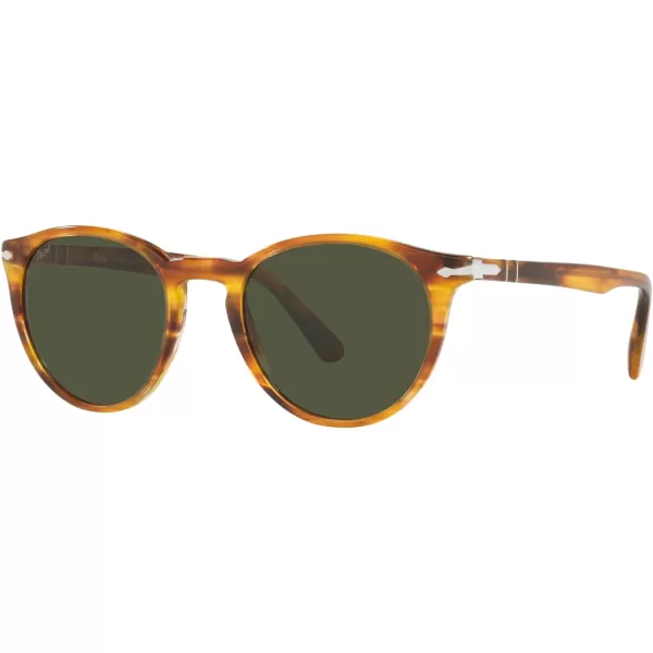 Persol PO3152S Round SunglassesStriped BrownGreen