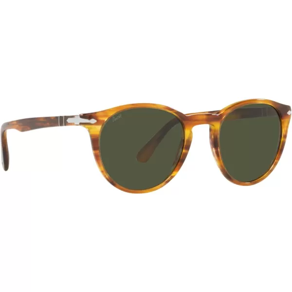 Persol PO3152S Round SunglassesStriped BrownGreen