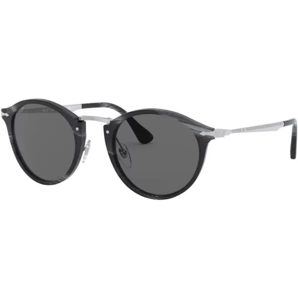 Persol PO3166S Round SunglassesStriped BlackDark Grey Blue