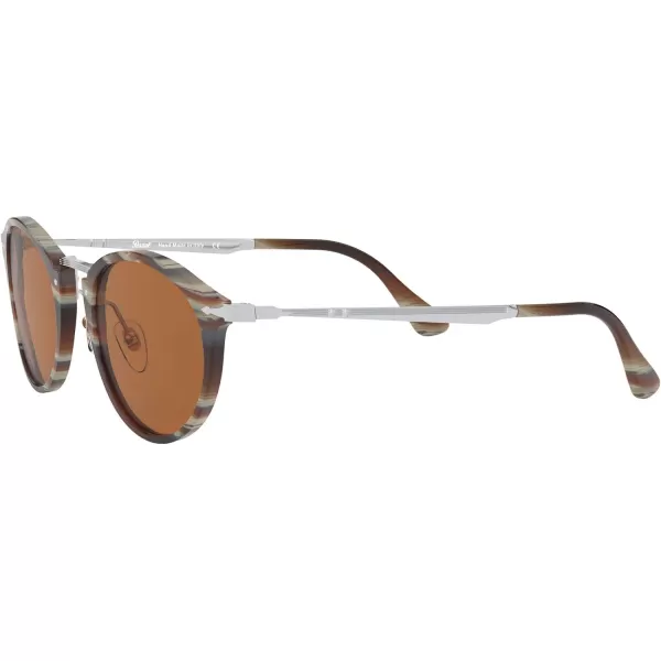 Persol PO3166S Round SunglassesStriped BrownBrown Blue