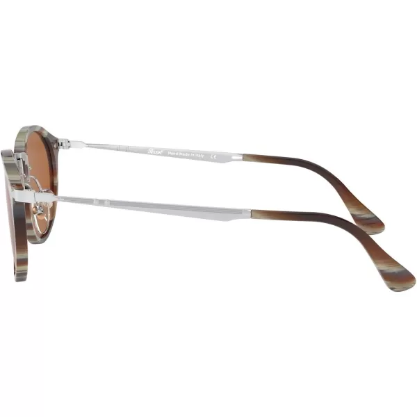 Persol PO3166S Round SunglassesStriped BrownBrown Blue