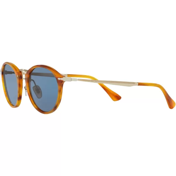 Persol PO3166S Round SunglassesStriped BrownLight Blue