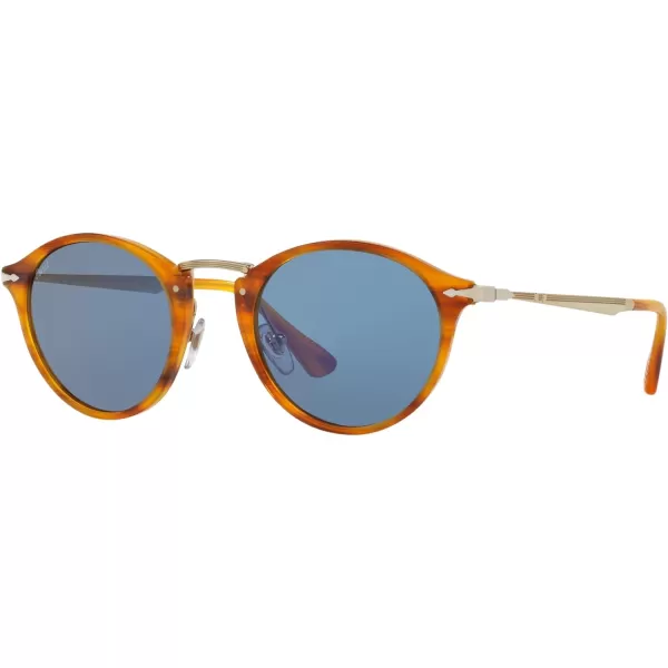 Persol PO3166S Round SunglassesStriped BrownLight Blue