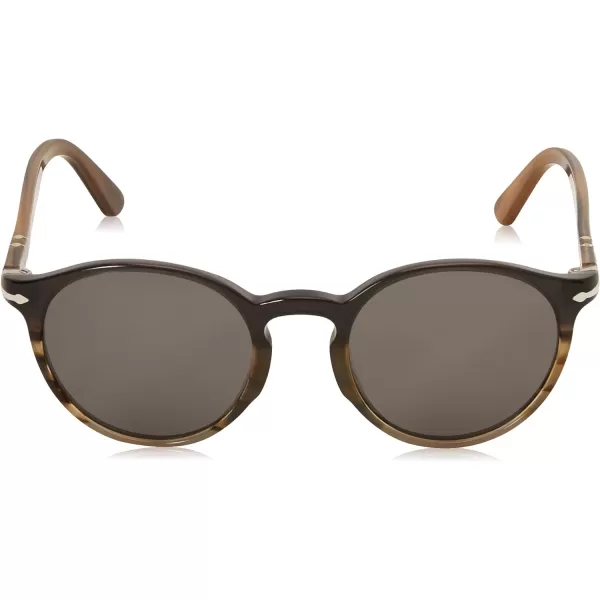 Persol PO3171S Round SunglassesBlackGrey StripedDark Grey