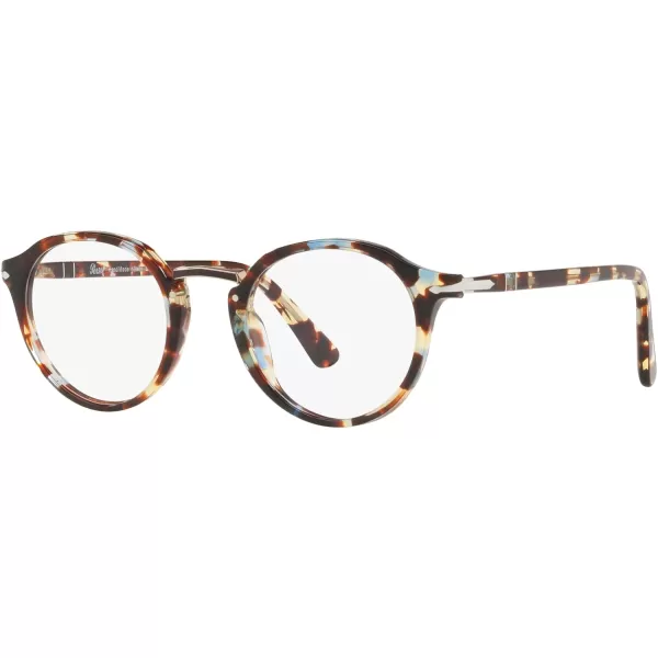 Persol PO3185V Round Prescription Eyewear FramesAzureBrown TortoiseDemo Lens