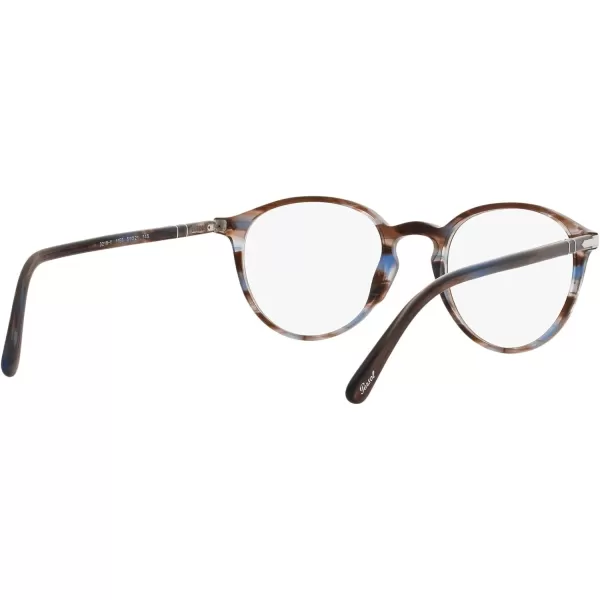 Persol PO3218V Round Prescription Eyewear FramesStriped BlueDemo Lens