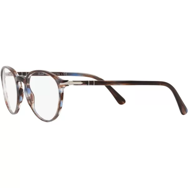 Persol PO3218V Round Prescription Eyewear FramesStriped BlueDemo Lens