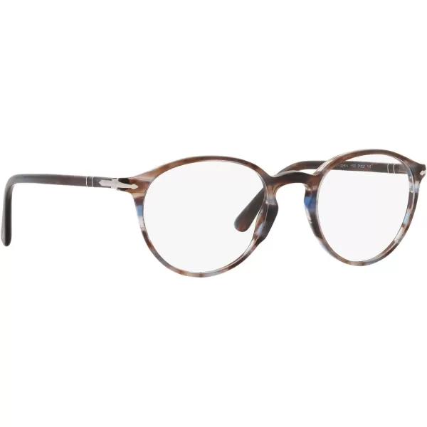 Persol PO3218V Round Prescription Eyewear FramesStriped BlueDemo Lens