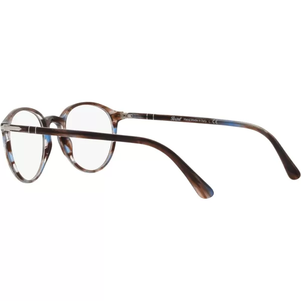 Persol PO3218V Round Prescription Eyewear FramesStriped BlueDemo Lens