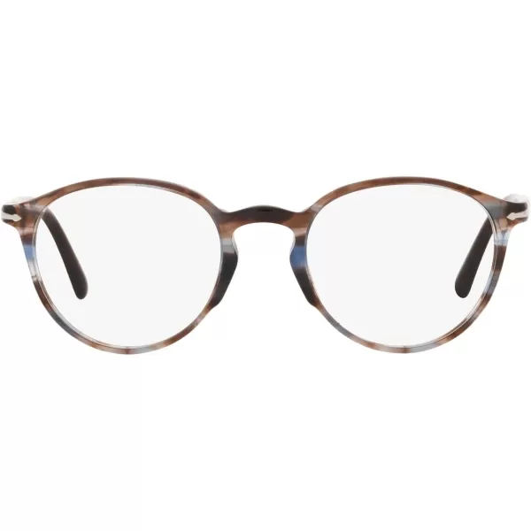 Persol PO3218V Round Prescription Eyewear FramesStriped BlueDemo Lens