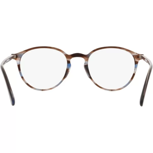 Persol PO3218V Round Prescription Eyewear FramesStriped BlueDemo Lens