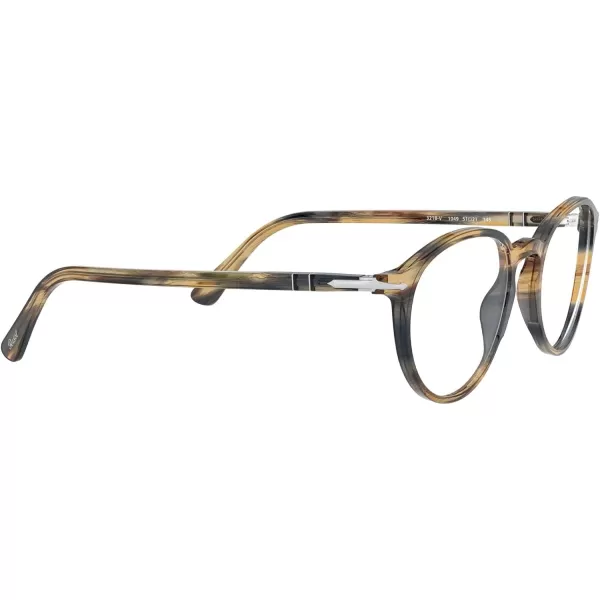 Persol PO3218V Round Prescription Eyewear FramesStriped Brown and GreyDemo Lens