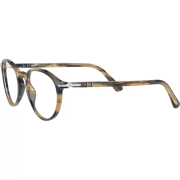 Persol PO3218V Round Prescription Eyewear FramesStriped Brown and GreyDemo Lens