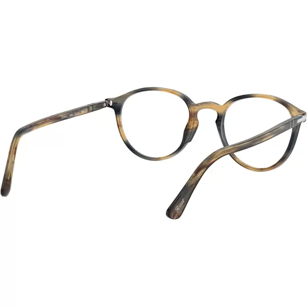 Persol PO3218V Round Prescription Eyewear FramesStriped Brown and GreyDemo Lens