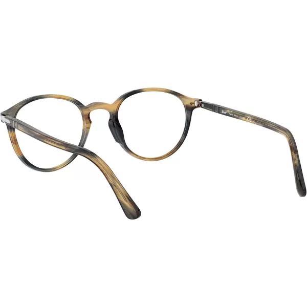 Persol PO3218V Round Prescription Eyewear FramesStriped Brown and GreyDemo Lens