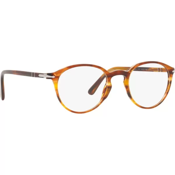 Persol PO3218V Round Prescription Eyewear FramesStriped BrownDemo Lens