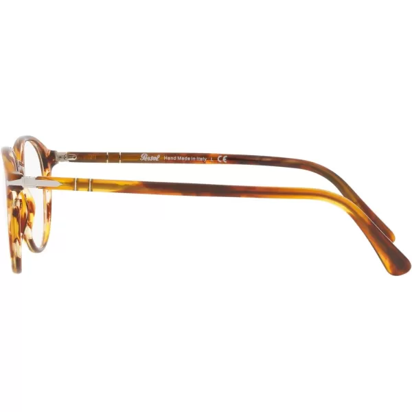 Persol PO3218V Round Prescription Eyewear FramesStriped BrownDemo Lens